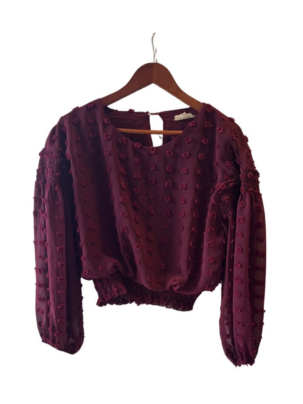 ee:some Maroon Long Sleeve Polka Dot Blouse - Size S